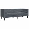 vidaXL Canap&eacute; Chesterfield avec traversins 3 places gris fonc&eacute; velours