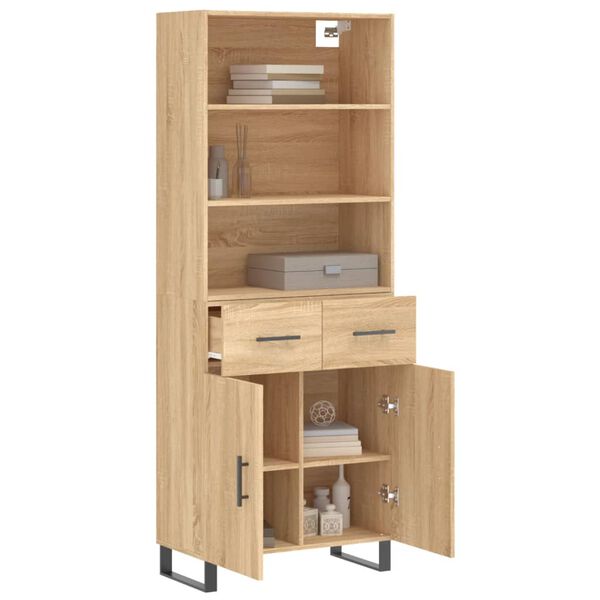 vidaXL Buffet haut Ch&ecirc;ne sonoma 69,5x34x180 cm Bois d'ing&eacute;nierie