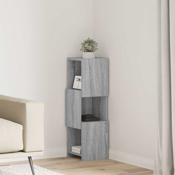vidaXL Meuble d'angle Gris Sonoma 25,5x25x80cm Bois d'ing&eacute;nierie