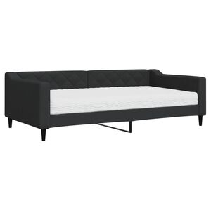 vidaXL Lit de jour avec matelas noir 100x200 cm tissu