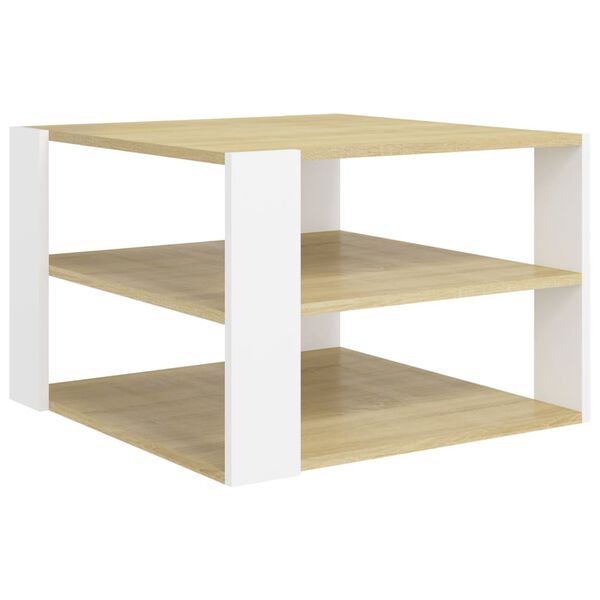 vidaXL Table basse chêne sonoma et blanc 60x60x40 cm bois d'ingénierie