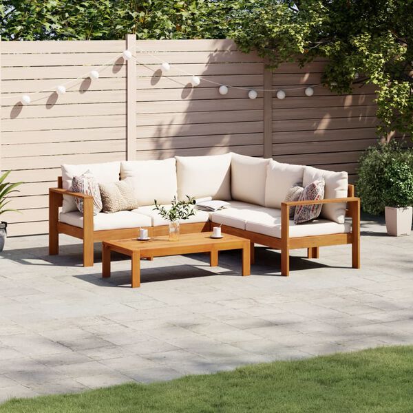 vidaXL Salon de jardin avec coussins 4 pcs bois d'acacia massif