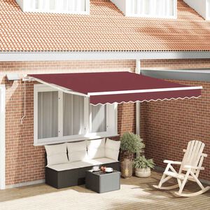 vidaXL Auvent manuel r&eacute;tractable avec LED bordeaux 300x250 cm