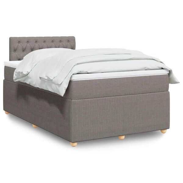 vidaXL Sommier &agrave; lattes de lit avec matelas taupe 120x190 cm tissu