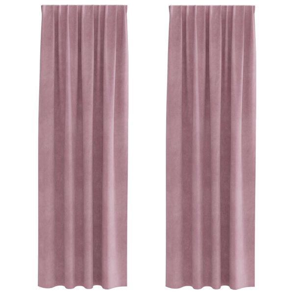 vidaXL Rideaux occultants 2 pcs Rose fonc&eacute; 140 x 245 cm Velours