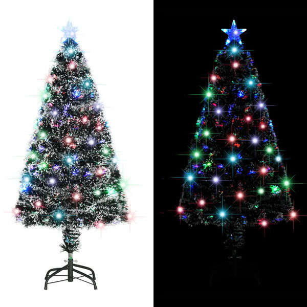 vidaXL Arbre de No&euml;l pr&eacute;-&eacute;clair&eacute; avec support et LED 120 cm fibre optique