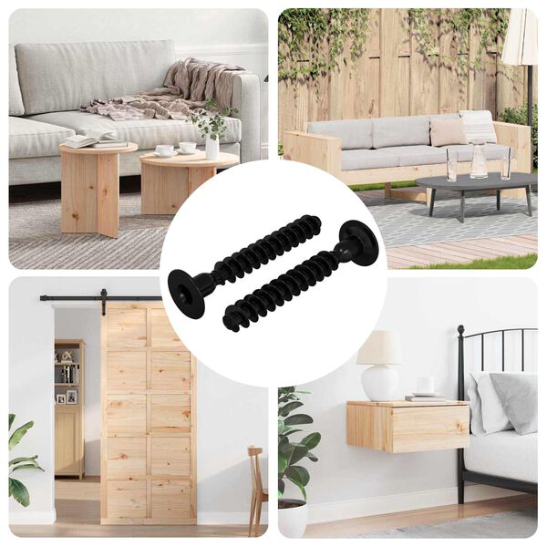 vidaXL Vis &agrave; t&ecirc;te de capuchon &agrave; douille 2 pcs Noir M5 x 40 mm Fer