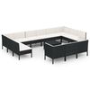 vidaXL Salon de jardin 14 pcs avec coussins R&eacute;sine tress&eacute;e Noir