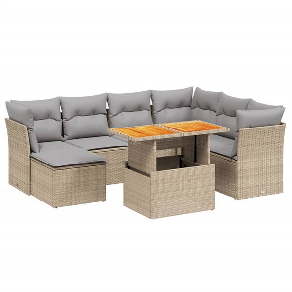 vidaXL Salon de jardin avec coussins 8 pcs beige r&eacute;sine tress&eacute;e