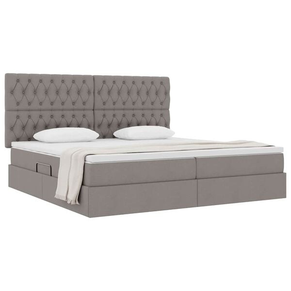 vidaXL Lit avec rangement et matelas Taupe 200 x 200 cm Polyester