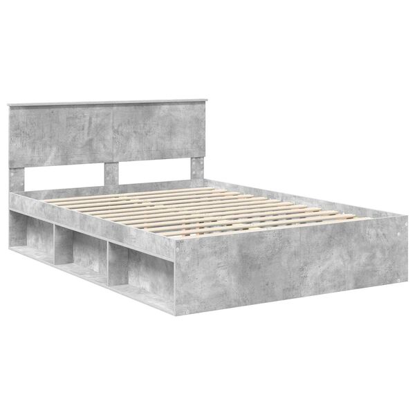 vidaXL Cadre de lit avec t&ecirc;te de lit B&eacute;ton 140 x 190 cm Pin massif