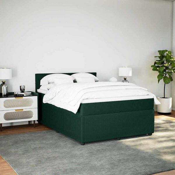 vidaXL Sommier &agrave; lattes de lit et matelas Vert fonc&eacute; 160x200cm Velours