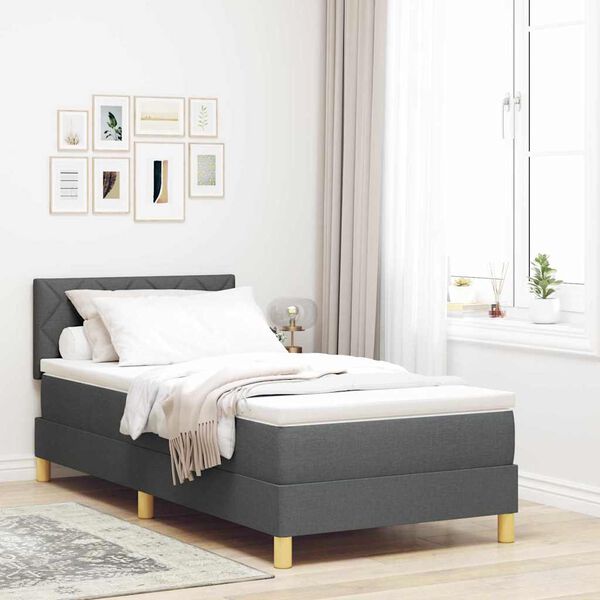 vidaXL Lit &agrave; ressorts avec matelas Gris fonc&eacute; 90 x 200 cm tissu