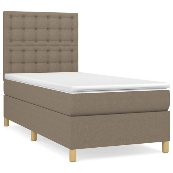 vidaXL Sommier &agrave; lattes de lit avec matelas Taupe 90x190 cm Tissu