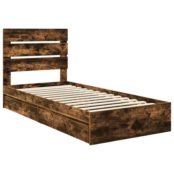 vidaXL Lit de Rangement Ch&ecirc;ne fum&eacute; 70 x 190 cm Bois d'ing&eacute;nierie