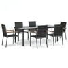 vidaXL Ensemble &agrave; manger de jardin 7 pcs noir textil&egrave;ne et acier