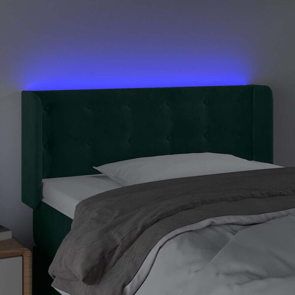 vidaXL T&ecirc;te de lit &agrave; LED Vert fonc&eacute; 83x16x78/88 cm Velours