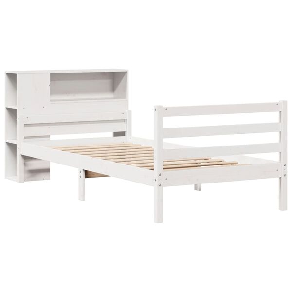 vidaXL Lit biblioth&egrave;que sans matelas blanc 90x200cm bois de pin massif