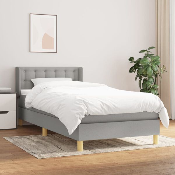 vidaXL Sommier &agrave; lattes de lit avec matelas Gris clair 80x200 cm Tissu