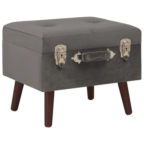 vidaXL Tabouret de rangement Gris 40 cm Velours
