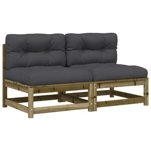 vidaXL Canap&eacute;s jardin sans accoudoirs coussins 2 pcs bois pin impr&eacute;gn&eacute;