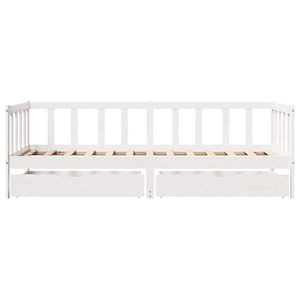 vidaXL Lit de jour et tiroirs sans matelas blanc 90x200 cm bois massif
