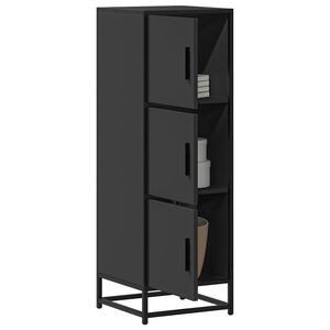 vidaXL Buffet haut noir 35,5x35x106,5 cm bois d'ing&eacute;nierie et m&eacute;tal