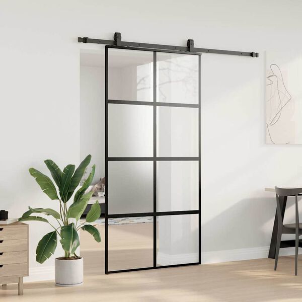 vidaXL Porte coulissante avec kit de quincaillerie noir 102,5x205 cm