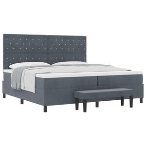 vidaXL Lit &agrave; ressorts avec matelas Gris fonc&eacute; 200 x 200 cm Velours