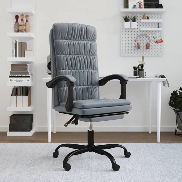 vidaXL Fauteuil inclinable de bureau Gris fonc&eacute; Velours