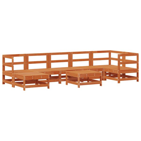 vidaXL Ensemble de salon de jardin 8 pcs Brun cire Bois de pin massif