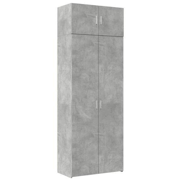 vidaXL Armoire de rangement gris béton 80x42,5x225cm bois d'ingénierie