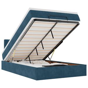 vidaXL Cadre de lit ottoman avec matelas bleu fonc&eacute; 120x200 cm velours