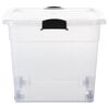vidaXL Bo&icirc;tes de rangement et roues couvercles 2 pcs Transparent 100 L