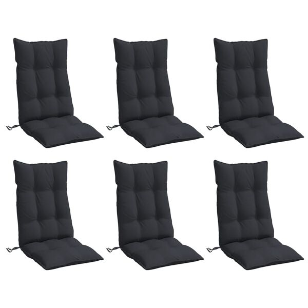 vidaXL Coussins de chaise à dossier haut lot de 6 noir tissu oxford