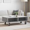 vidaXL Table d'appoint avec roues Gris Sonoma 90 x 50 x 30 cm