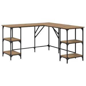 vidaXL Bureau Ch&ecirc;ne artisanal Bois d'ing&eacute;nierie 139 x 139 x 75 cm