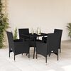 vidaXL Ensemble &agrave; manger de jardin et coussins 5 pcs noir rotin verre