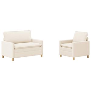 vidaXL Ensemble de Canap&eacute;s 2 pc Cr&egrave;me Tissu