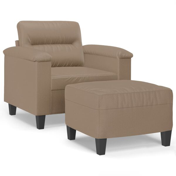 vidaXL Fauteuil avec repose-pied Cappuccino 60 cm Similicuir