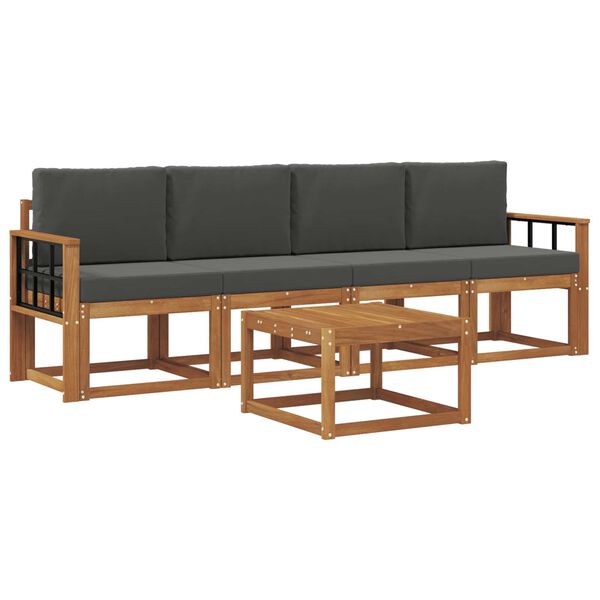 vidaXL Ensemble de canap&eacute;s d'ext&eacute;rieur 5 pcs Naturel et Anthracite