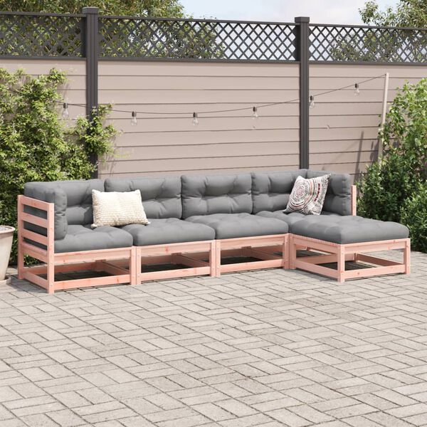 vidaXL Salon de jardin 5 pcs et coussins bois massif sapin de douglas