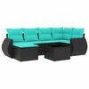 vidaXL Ensemble de canap&eacute; de jardin 7 pcs avec coussins noir r&eacute;sine tress&eacute;e