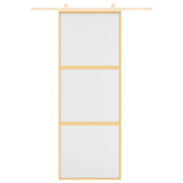 vidaXL Porte coulissante doré 76x205 cm verre ESG dépoli et aluminium