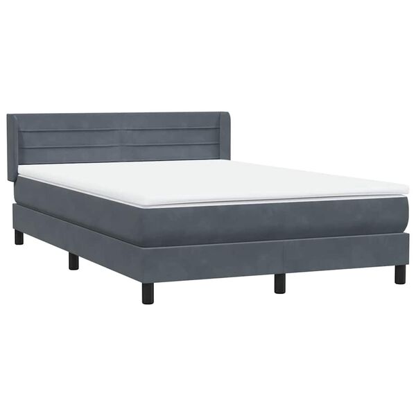 vidaXL Sommier &agrave; lattes de lit et matelas gris fonc&eacute; 140x210cm velours