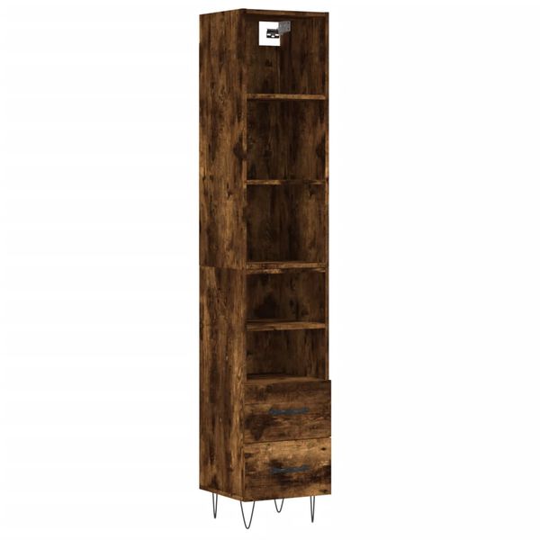 vidaXL Buffet haut Ch&ecirc;ne fum&eacute; 34,5x34x180 cm Bois d'ing&eacute;nierie