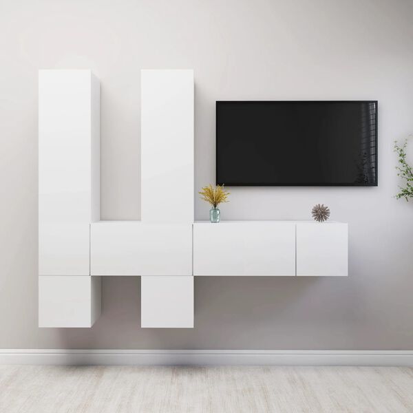 vidaXL Ensemble de meubles TV 7 pcs Blanc Bois d'ing&eacute;nierie