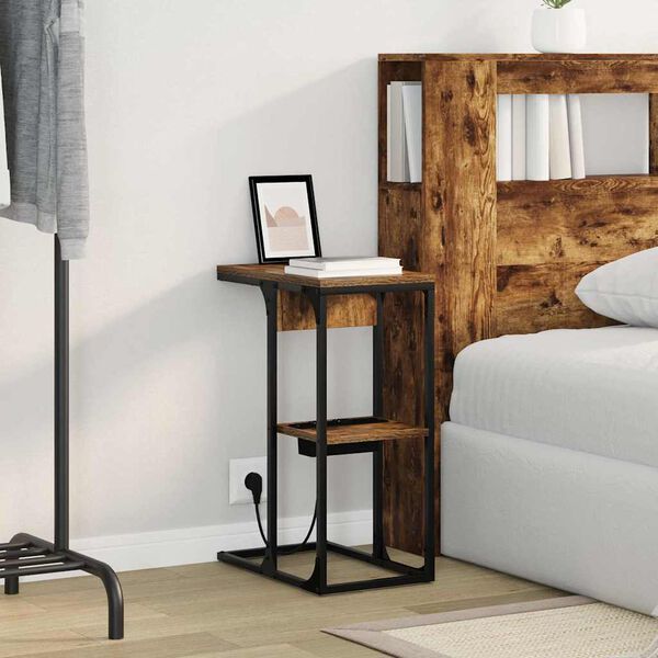 vidaXL Cabinet de chevet Ch&ecirc;ne fum&eacute; 41,5 x 26 x 60,5 cm