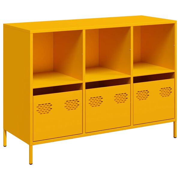 vidaXL Buffet jaune moutarde 101,5x39x73,5 cm acier lamin&eacute; &agrave; froid