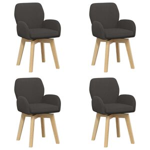 vidaXL Chaises de salle &agrave; manger pivotantes 4 pc Boucl&eacute; Gris fonc&eacute;
